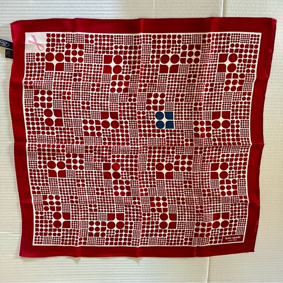 100% Silk Kate Spade New York 22” Square Red White Blue Scarf Handkercheif - Picture 3 of 11